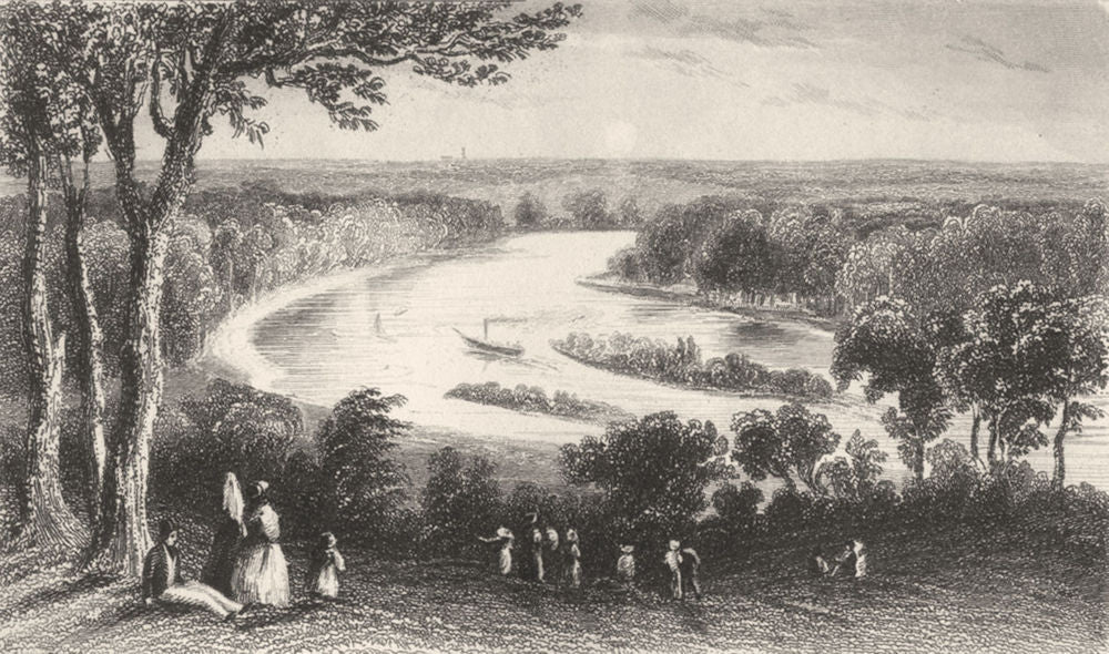 LONDON. Scene from Richmond Hill. DUGDALE 1845 old antique print picture